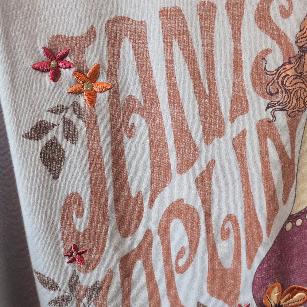 Janis Joplin Graphic Top Women 5X Light Blue Art Nouveau Boston 1969 Rock Tee - Picture 6 of 12
